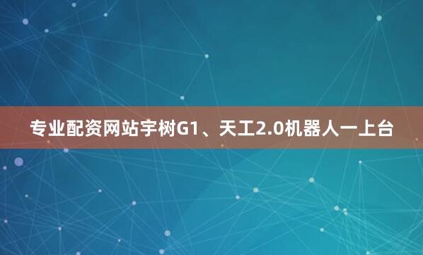 专业配资网站宇树G1、天工2.0机器人一上台